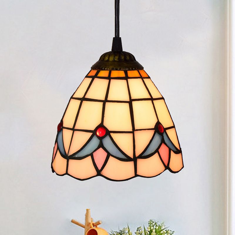 Luz colgante sombreada 1 Bulbo Arte Glass Tiffany Suspension Luz de luz para corredor