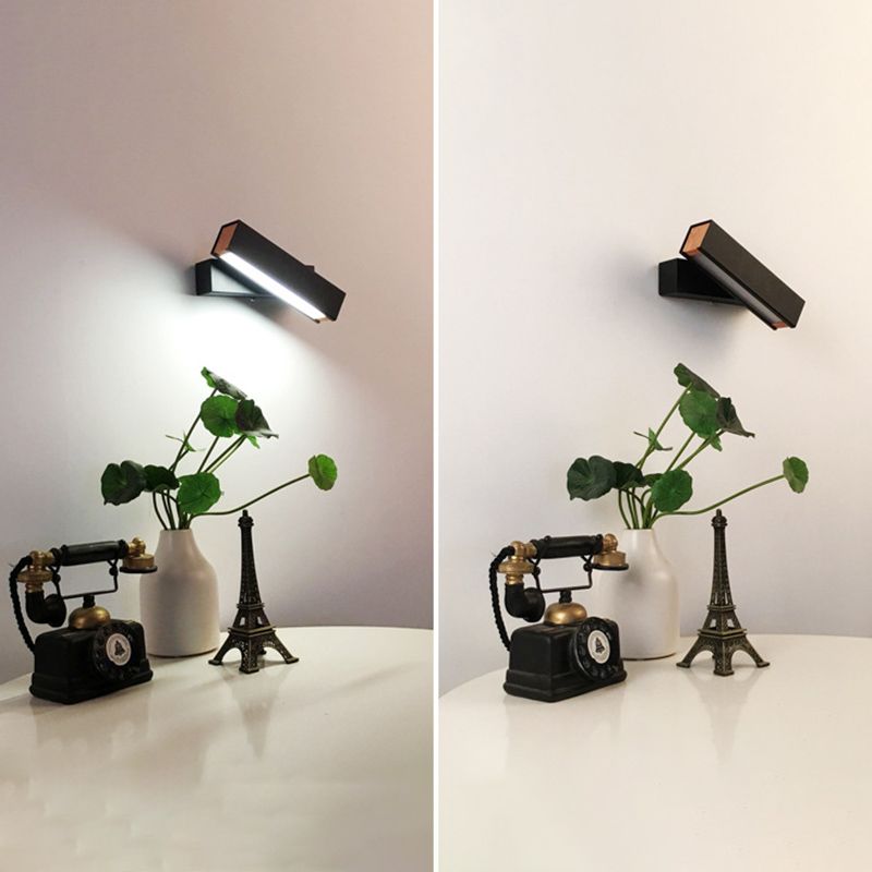 Hölzerne rechteckige LED -Wandleuchten in der modernen Einfachheit Schmiedeeisenwandlampe mit Acrylschatten