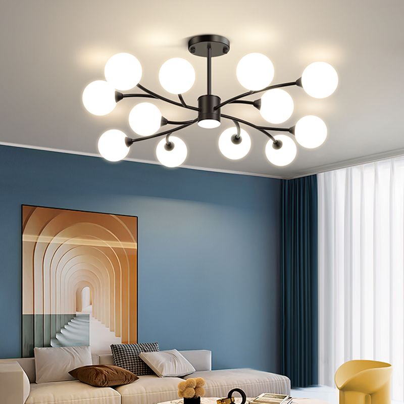 Black Glass Hanging Pendant Lights Modern Hanging Lamps for Living Room