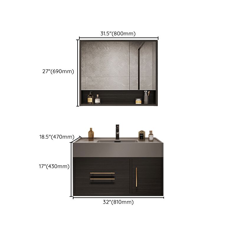 Wall Mount Bathroom Sink Vanity Glam Bathroom Vanity Set with Mirror