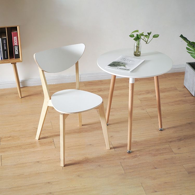 Open Back Armless Dining Chairs Stackable Side Dining Chairs with Wood Legs