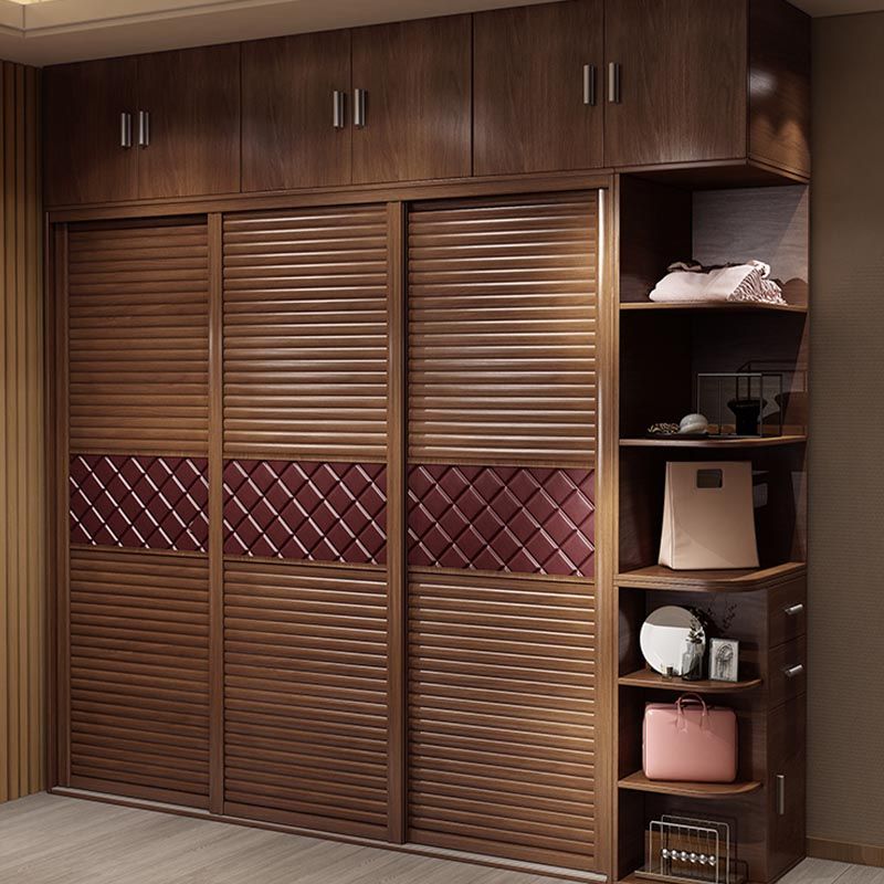 Bedroom Wardrobe Storage Cabinet Artificial Wood Modern - Armoire with Shelves