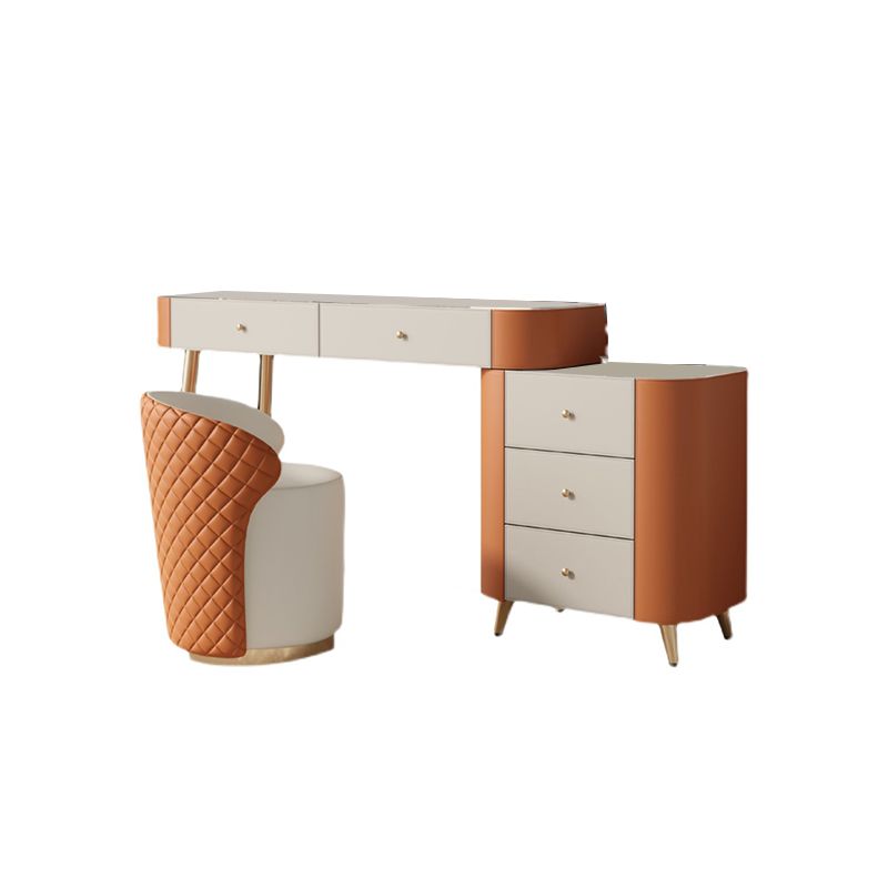 Glam Make-up Vanity with Drawers, Faux Leather Dressing Table