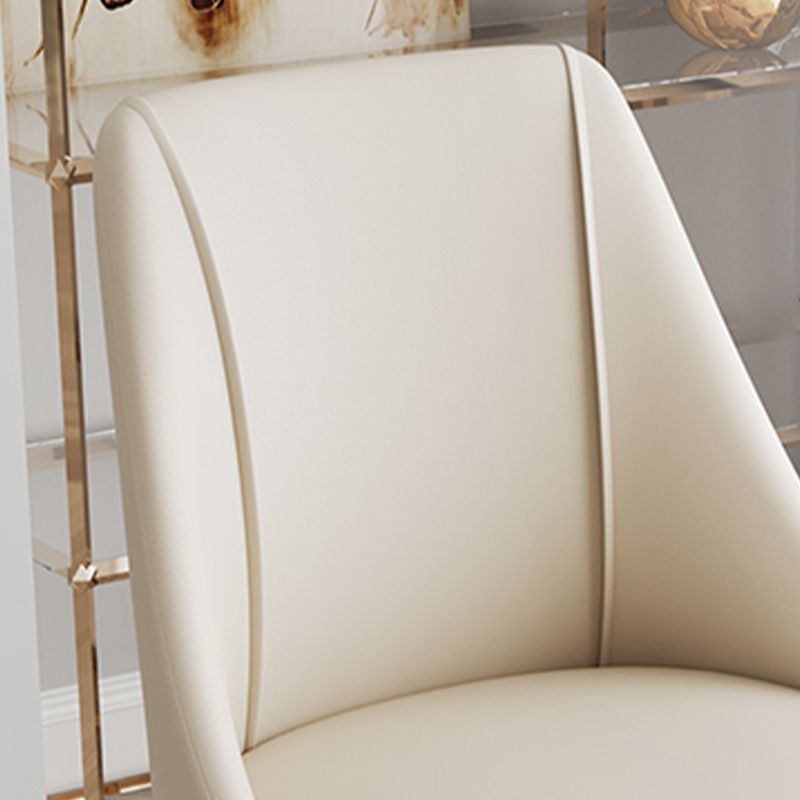 Glam Upholstered Dining Side Chair Faux Leather and Metal Dining Chair