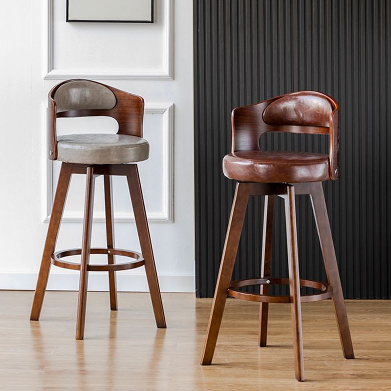 Low Back Dining Stools Round Armless Bar Stools with Wood Base