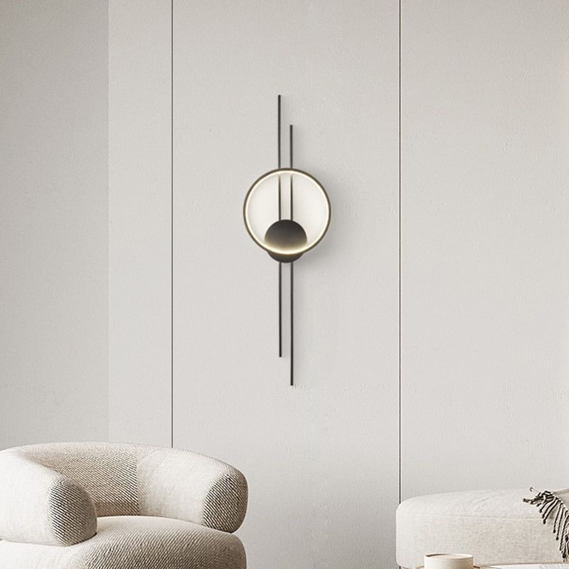 Single Contemporary Golden/Black Wall Mounted Sconce LED Linear Wall Light for Hallways