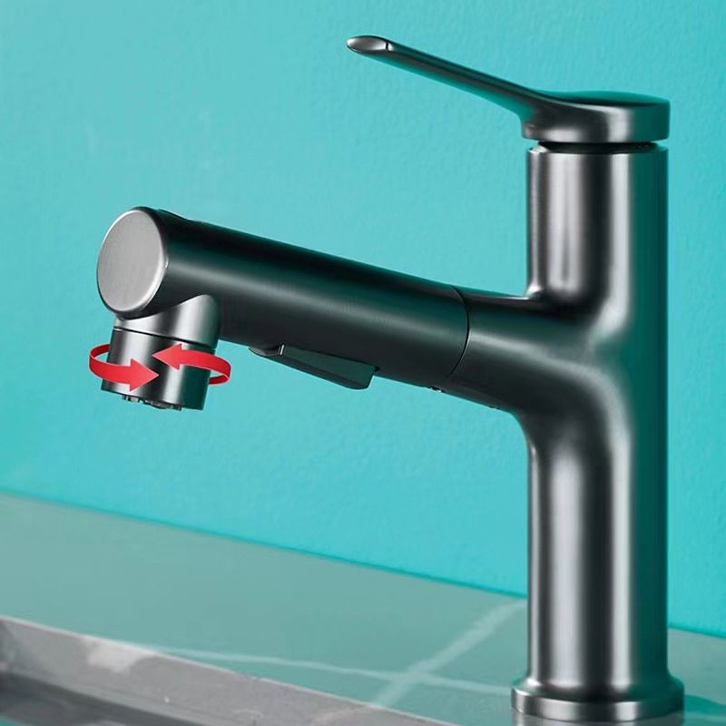 Circular Contemporary Bathroom Faucet Lever Handle Faucet with Single Hole