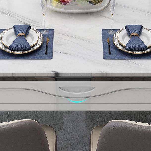 Simplicity Style Dining Site Table Faux Marble Furniture with Drop-Leaf