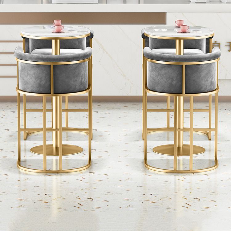 Glam Armrest Backrest Counter Stool Iron Cafe Bar Stool with Velvet Cushion