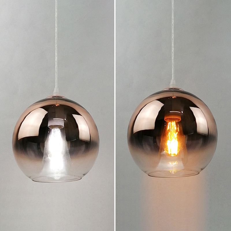 Glass Globe Single Hanging Lamp in Modern Artistic Style Wrought Iron Indoor Pendant Light