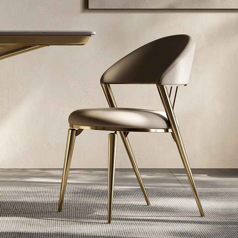 Glam Style Armless Dining Chairs Faux Leather Open Back Dining Side Chair