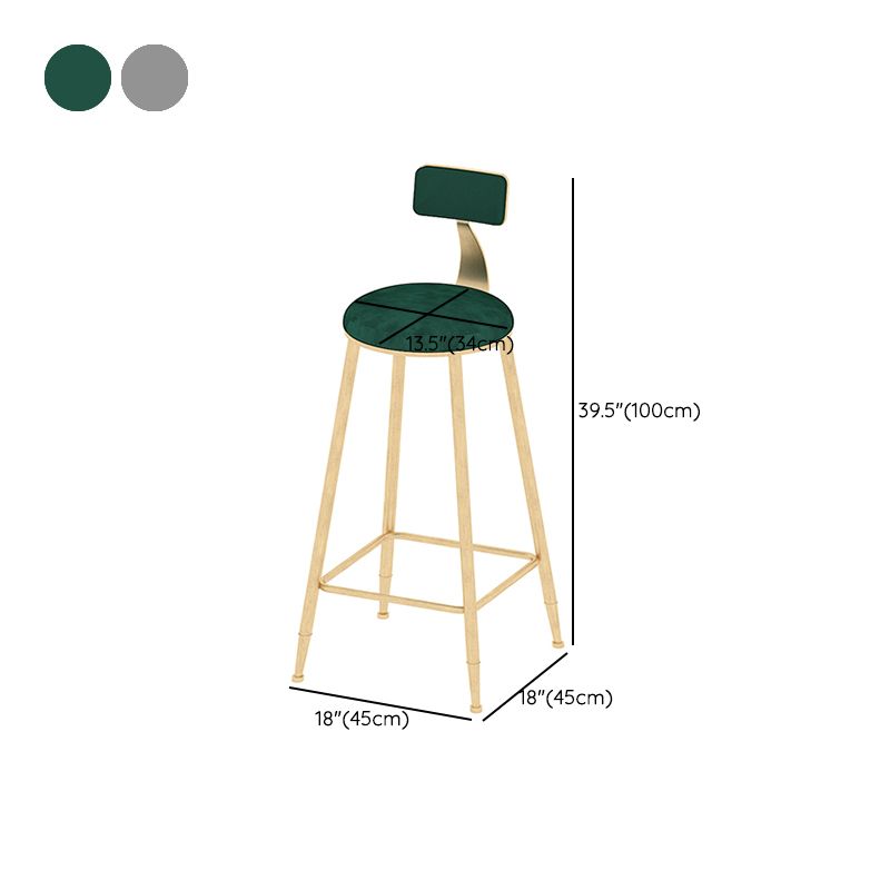Low Back Dining Stools Round Upholstered Bar Stools with Footrest