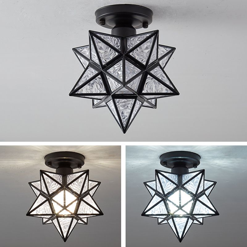 Star Semi Flush Mount Ceiling Light Modern Metal 1 Light Semi Flush