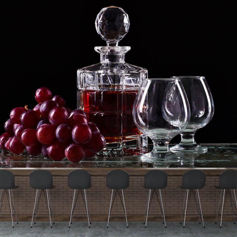 Customised Red Wine Mural Wallpaper for Bar Shop Decorative, Water Resistant