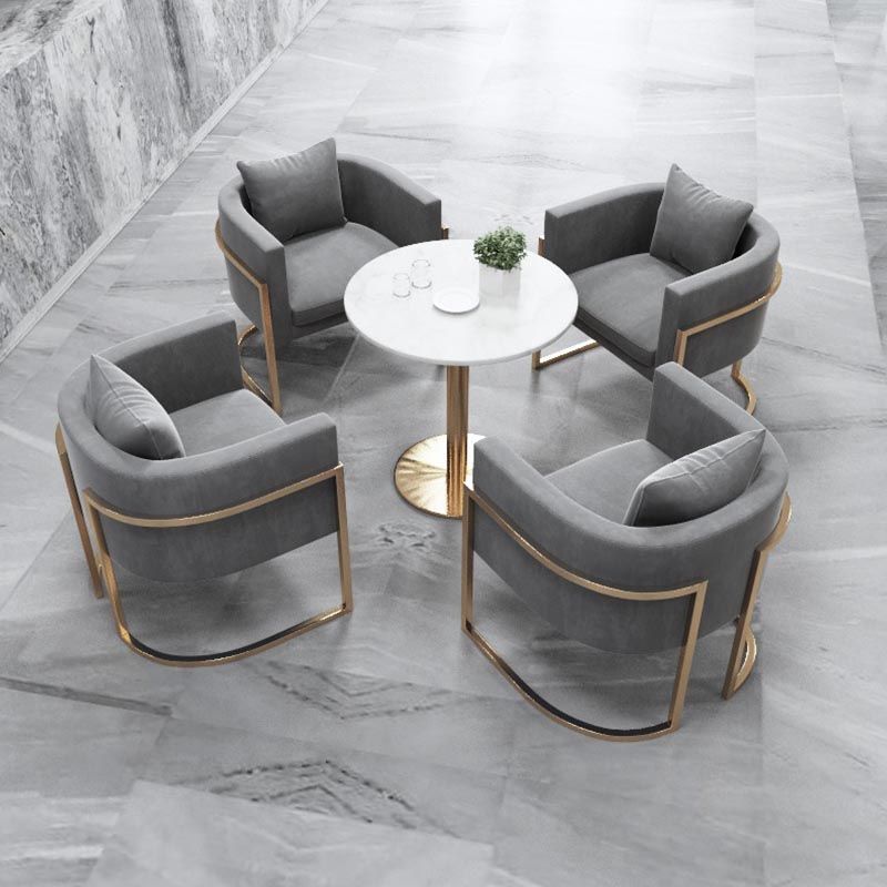 Glam Style Faux Marble Dining Set Round 1/2/3/5 Pieces Dining Set for Home Use