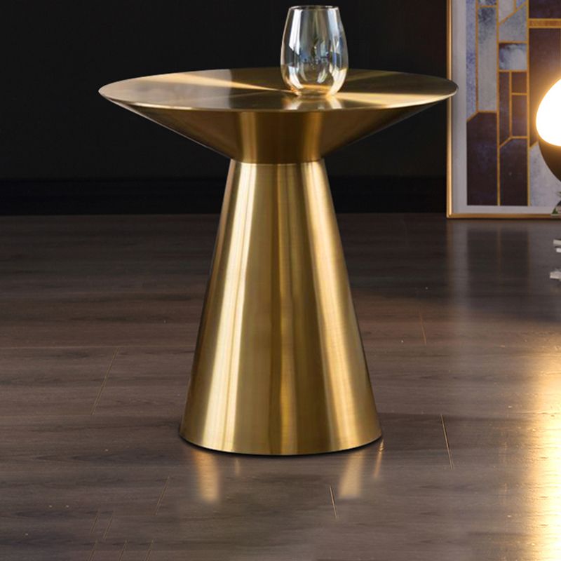 Metal Gold Round Modern Pedestal Side Table  End Table for Living Room