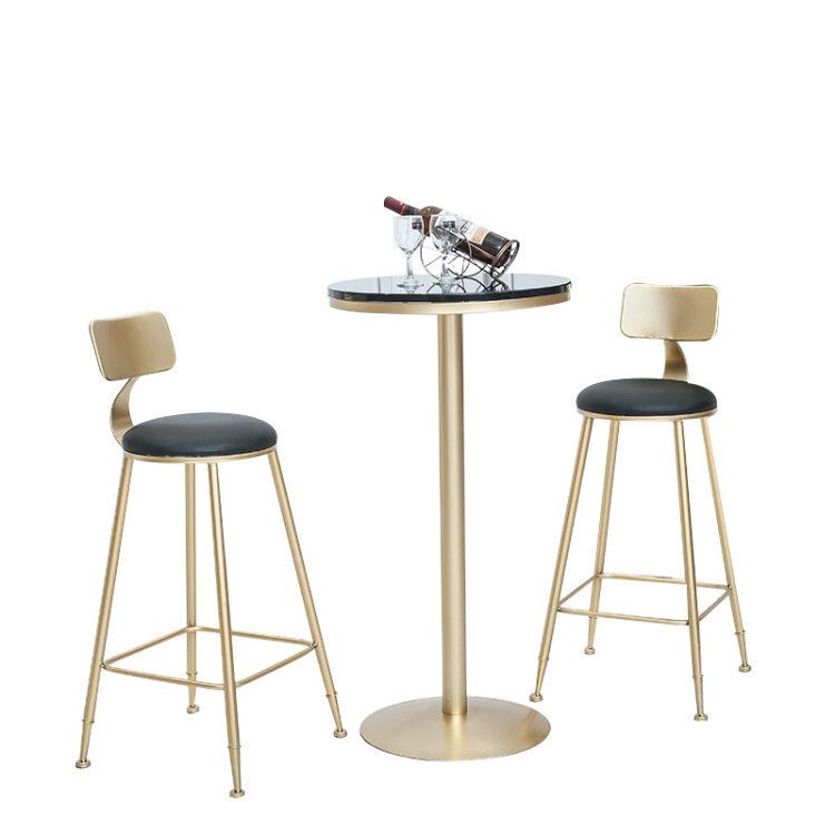 Glam Style Bar Table Set 1/2/3 Pieces Bar Table with Metal Stools