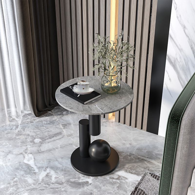 21.6"H Modern Single Pedestal Base Solid Color Metal Round End Table