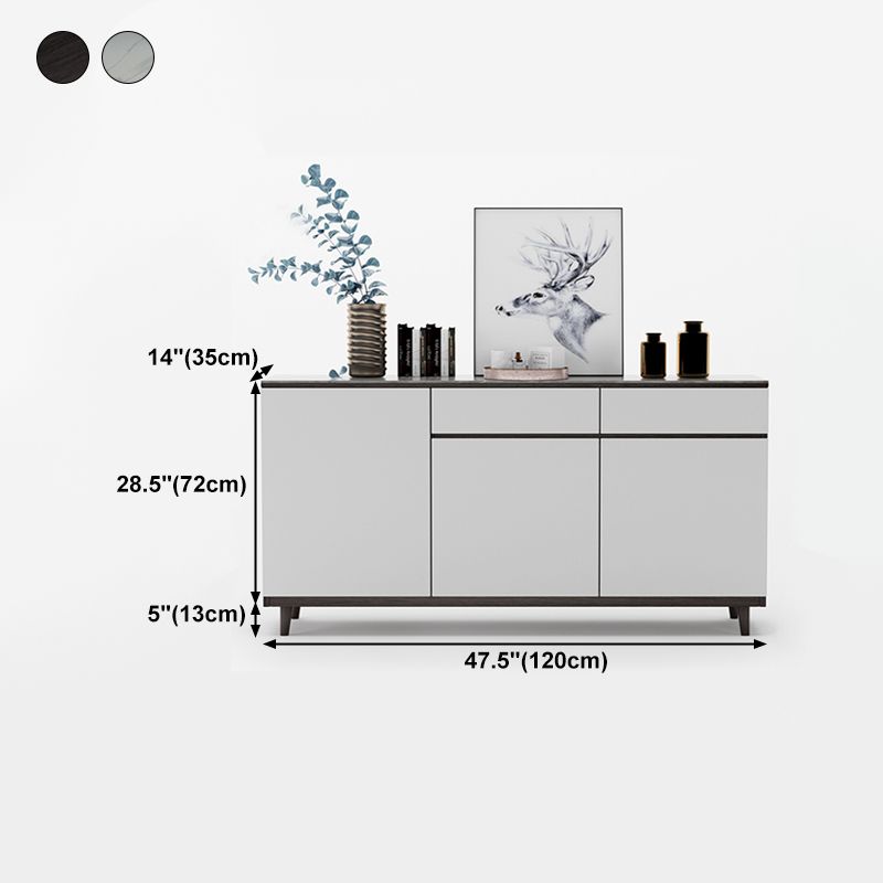 2 Drawers Wood Doors Sideboard Modern 33.5" High Side Board for Kitchen