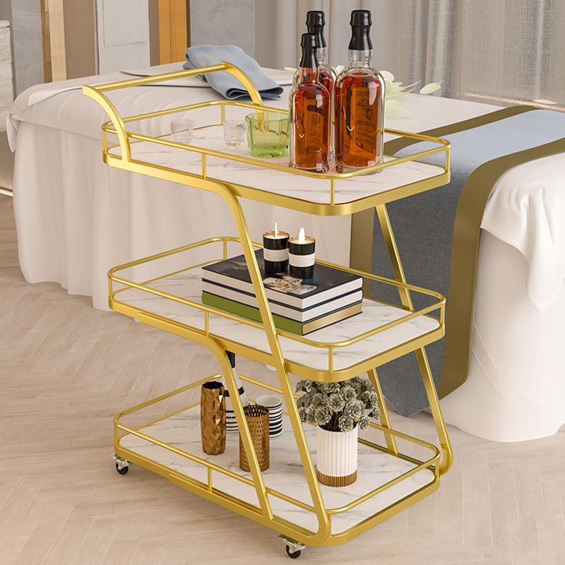 35.43" High Rolling Contemporary Prep Table Metal Prep Table with Open Storage