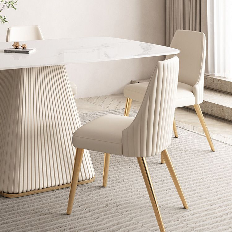 Glam White Dining Table Stone Rectangular Table for Dining Room