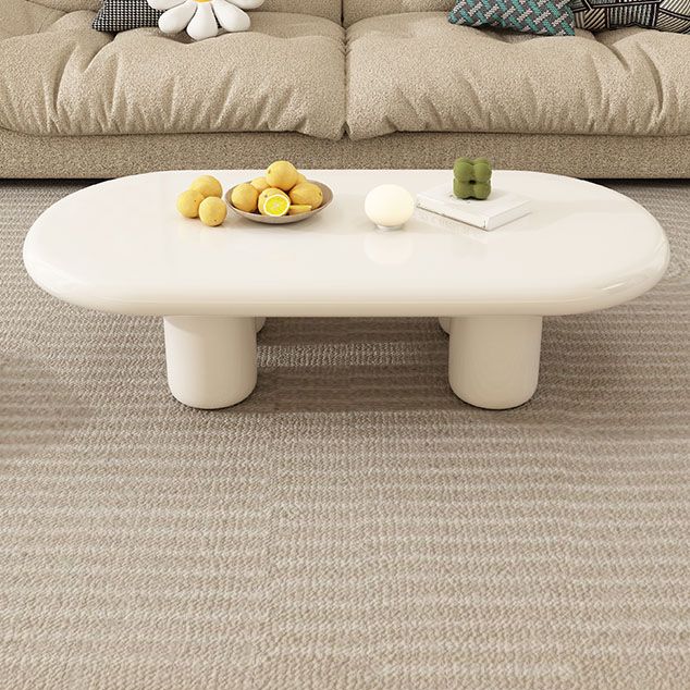 Modern 4 Legs Cocktail Table Oval Engineered Wood Coffee Table - White