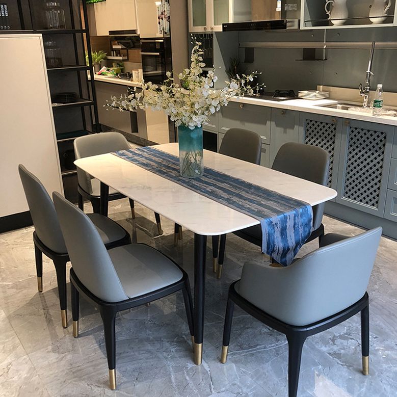 Rectangle Three-Color Dining Table Sintered Stone Table Luxury with 4 Legs
