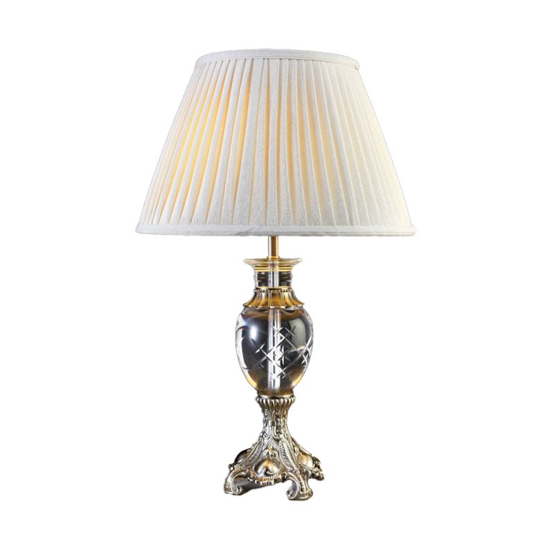 1 tête de salon de bureau lampe moderniste de table gris lumière avec une teinte en tissu plissé