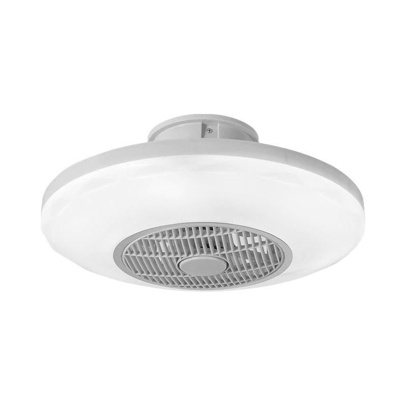 Lámpara moderna del ventilador colgante LED blanco/rosa/azul ovalado lámpara montado con altura con tono acrílico para comedor, 19.5 "de ancho