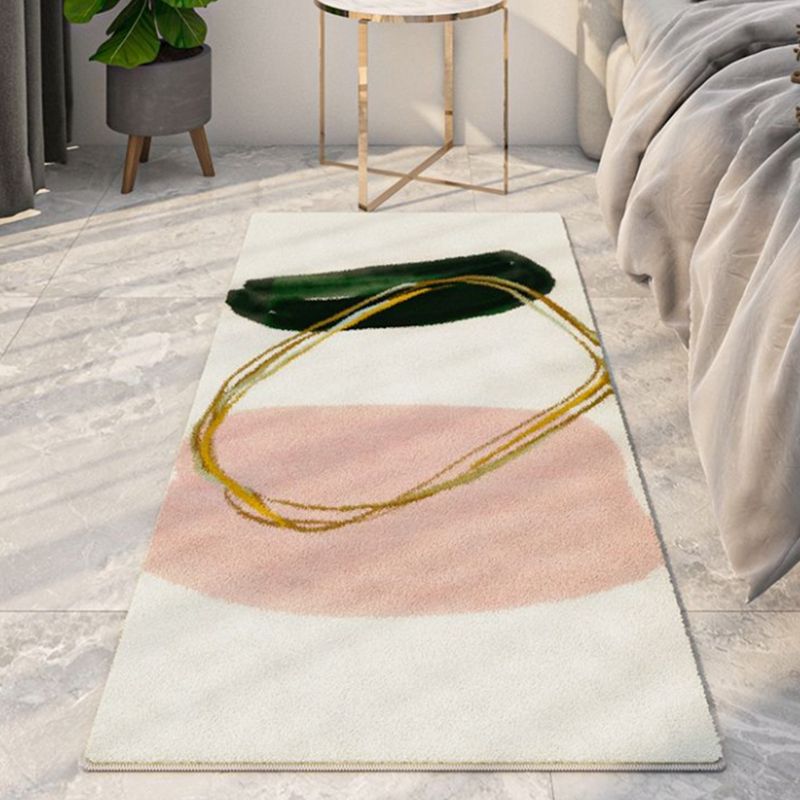 Black Modern Carpet Polyester Circle Carpet Non-Slip Backing Carpet for Living Room