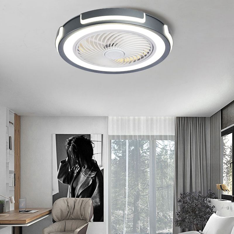 Nordic Circular Deckenventilator Leuchte metallische Schlafzimmer LED -Halbmontage Beleuchtung