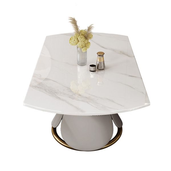 Modern Sintered Stone Dining Room Set Standard Height with Round Top and White Leg Dining Set