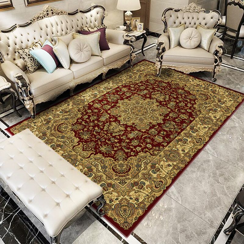 Glam Floral Swirls Rug Multicolor Victorian Rug Synthetics Pet Friendly Non-Slip Stain Resistant Rug for Home