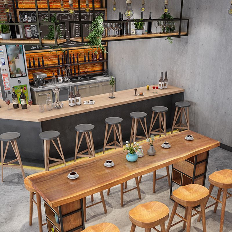 Contemporary Solid Wood Counter Stool Saddle Seat Backless Bar Stool