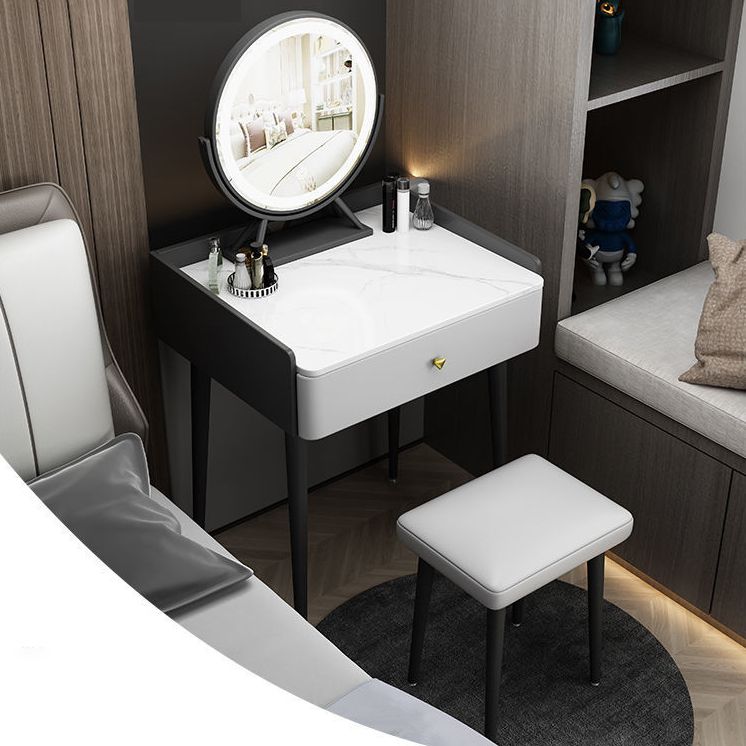 Contemporary Vanity With Drawer Solid Wood Mirror BedroomMakeup Vanity Set