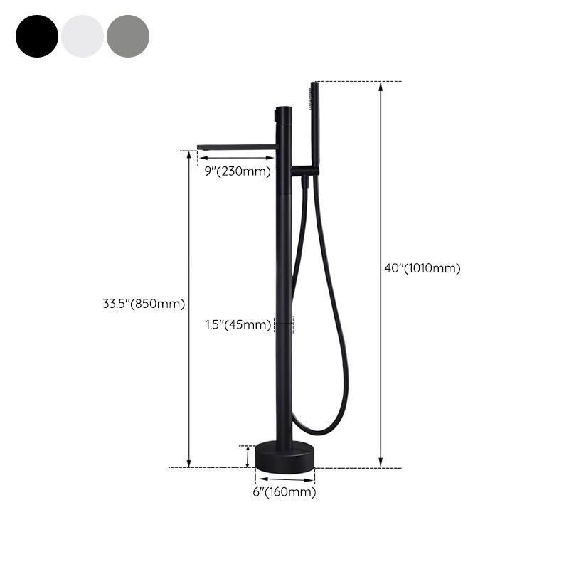 Contemporary Floor Mounted Copper Freestanding Tub Filler High Arc Tub Filler Trim