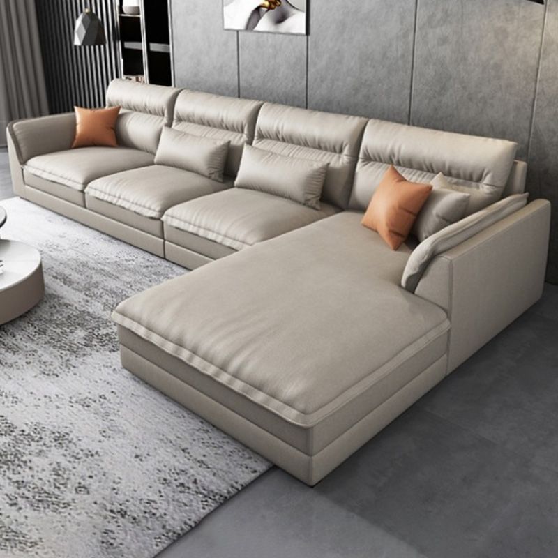 Modern Sectionals Faux Leather Pillow Top Arm Sectionals.134 inch