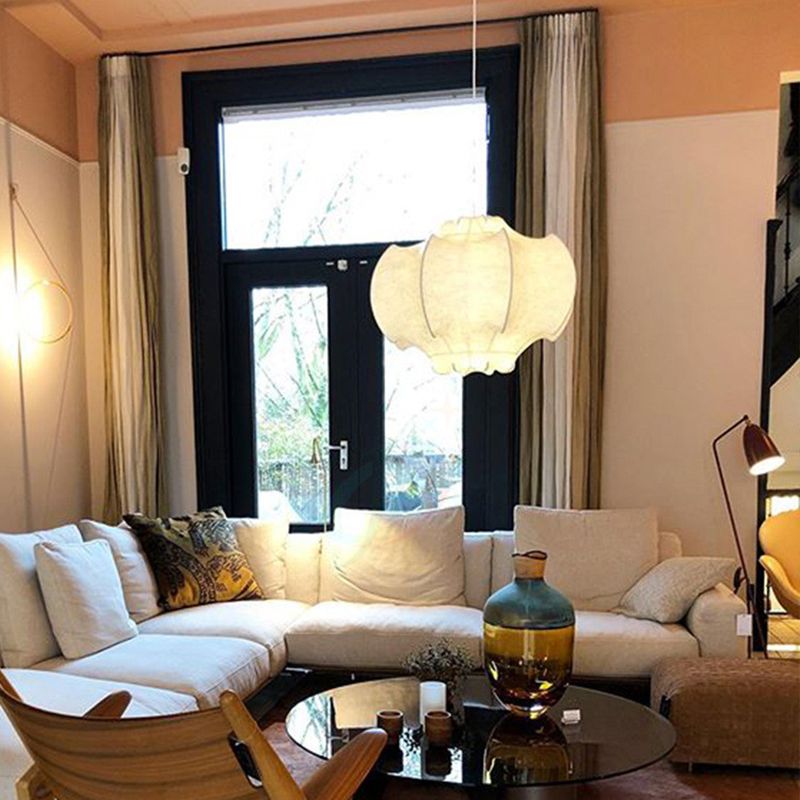 Silkworm irrégulier Creative Hanging Light 1-Light Contemporary Simplicity Style Dining Room Pendant Lampe en blanc