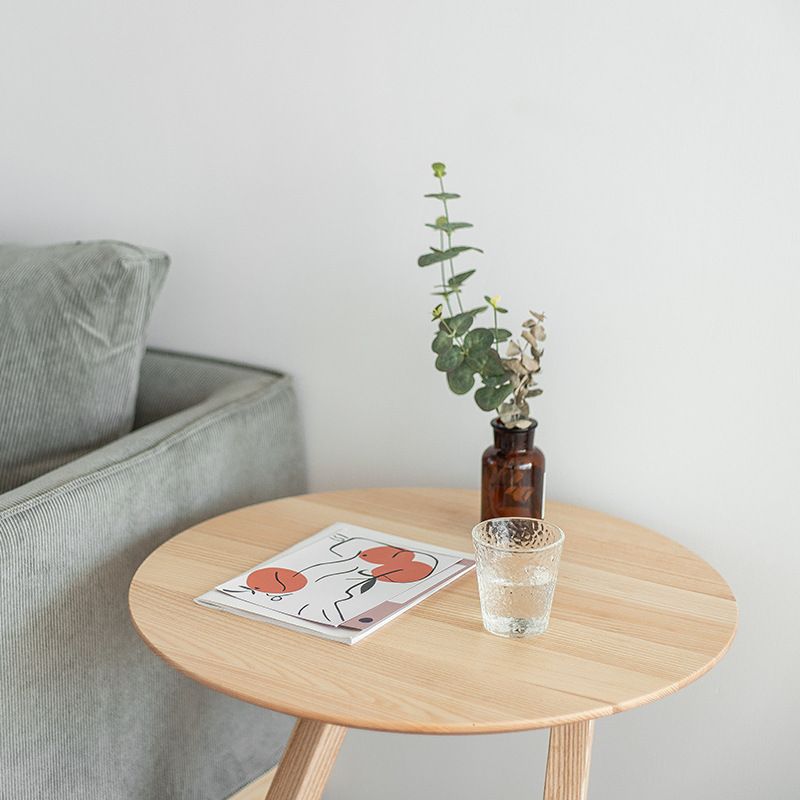 Solid Wood Abstract Table Round Scandinavian Living Room End Table
