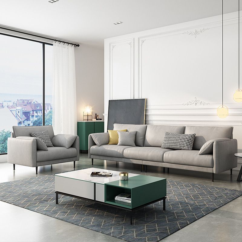 Faux Leather  Cushions Sofa Contemporary Pillow Top Arm Standard Sofa