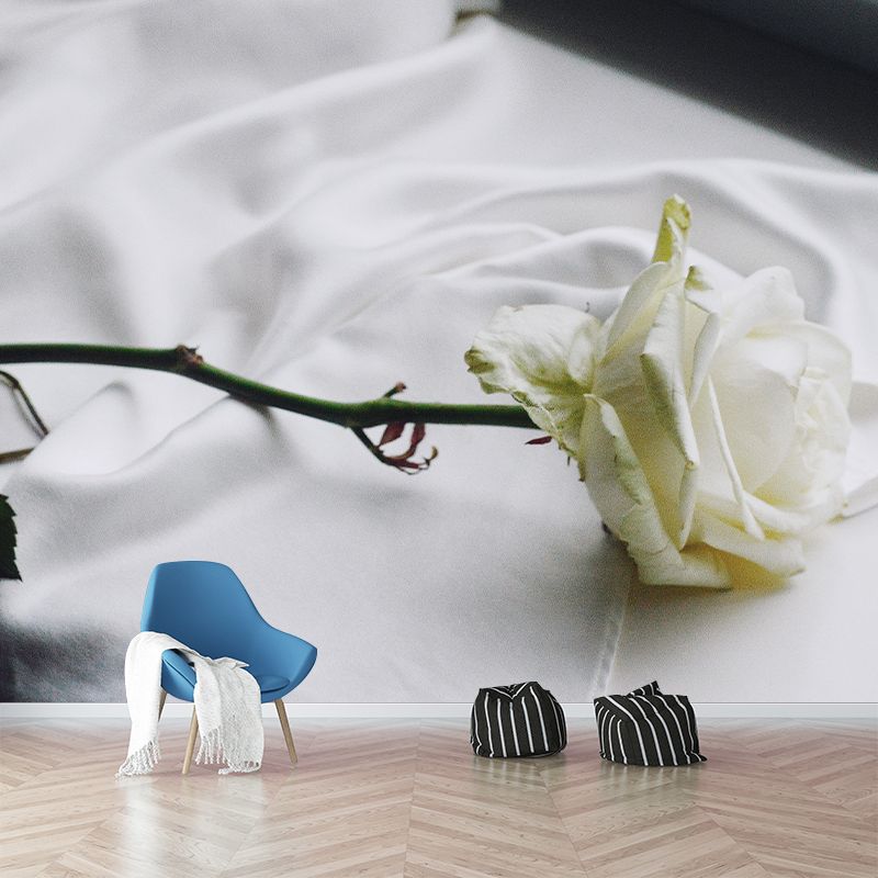 Rose Blooming Mural Decal Modern Style Moisture Resistant for Sitting Room