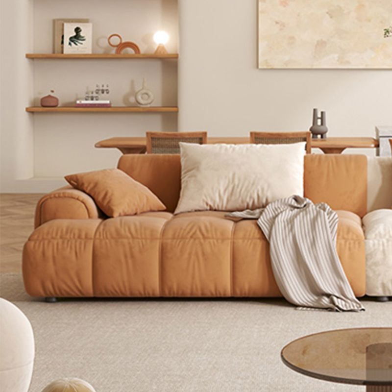 Modern Style Sofa Embedded Armrest Cushion Back Flannelette Material Sofa Bed