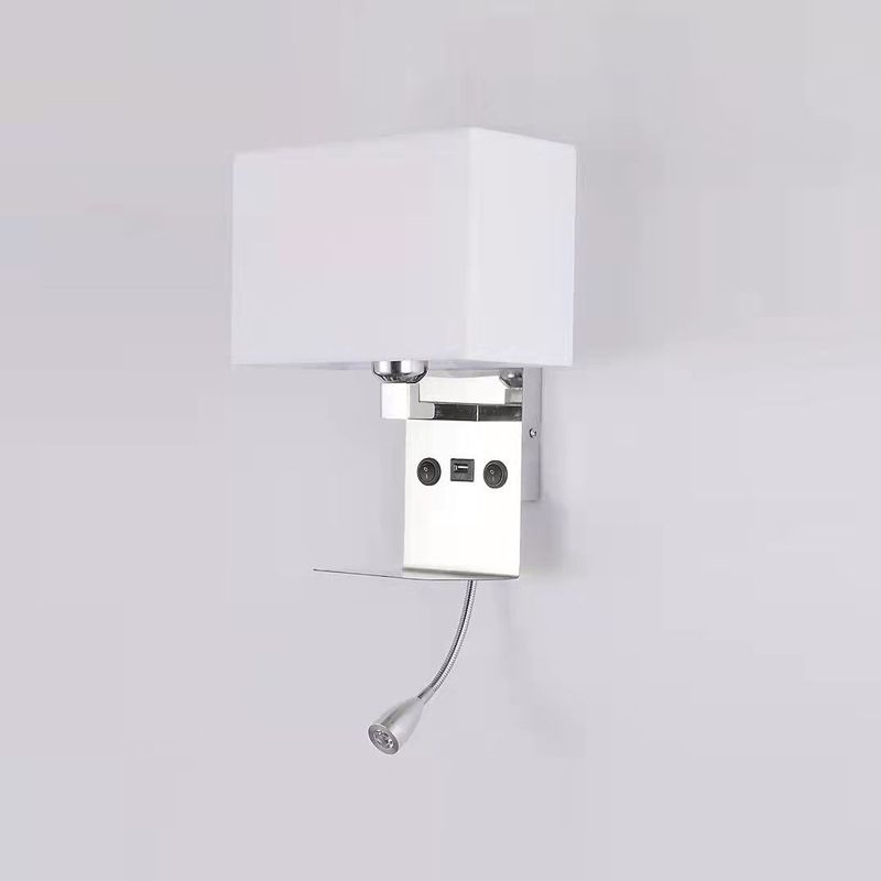 Contemporary Metal Reading Wall Light 10" Wide Wall Sconce with Natural Burlap