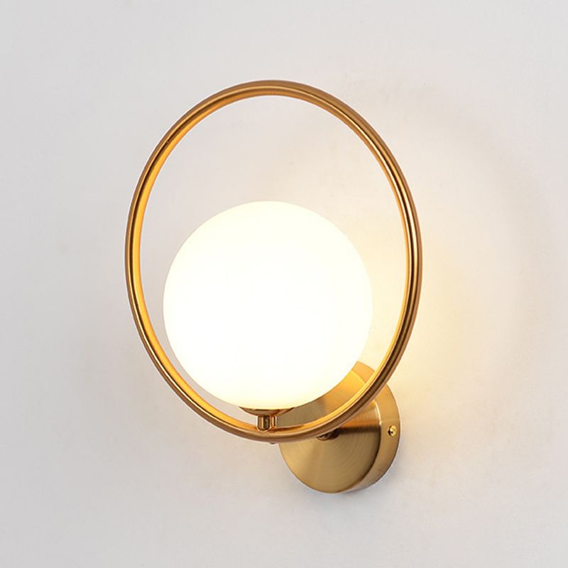 Glass Ball Shape Wall Light Modern Style 1 Light Wall Light Sconce in Gold