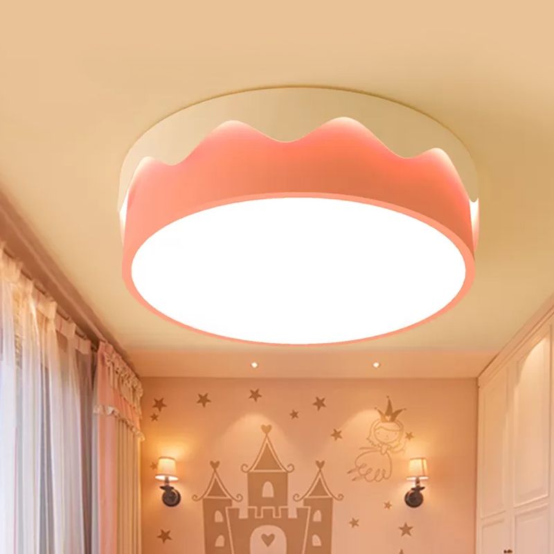 Lampada da soffitto a tamburo rosa per bambini, illuminazione da incasso a LED in acrilico con montaggio a incasso in luce calda/bianca