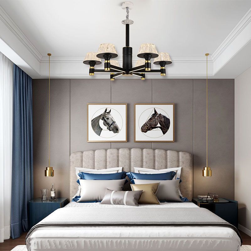 Chandelier de lustre de plafond Crystal Crystal 6/8/12 Bulbes 27,5 "/33,5" /37,5 "Light pendant noir suspendu noir de largeur