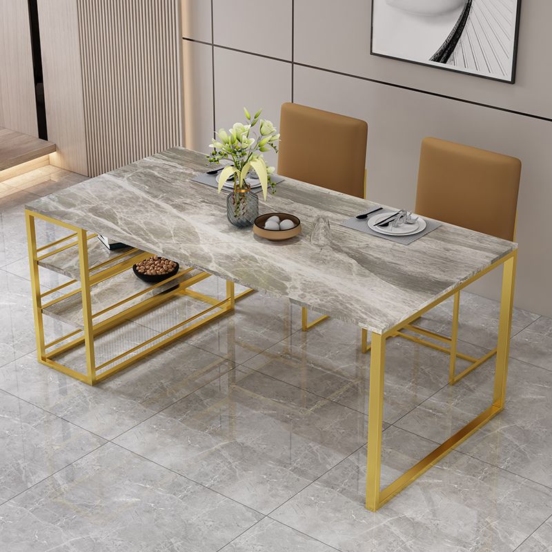 Metal and Slate Table Contemporary Family Rectangular Dining Table