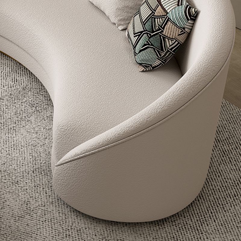 Northern European Curved Sofa 31.5" High Wool Settee in Beige