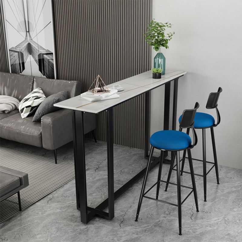 Rectangle Sintered Stone Bar Table Black and Metal Base Pub Table