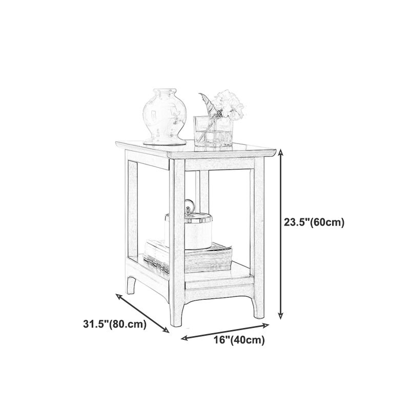 Country Wooden Table Top End Table One Shelf Side Table With Four Legs